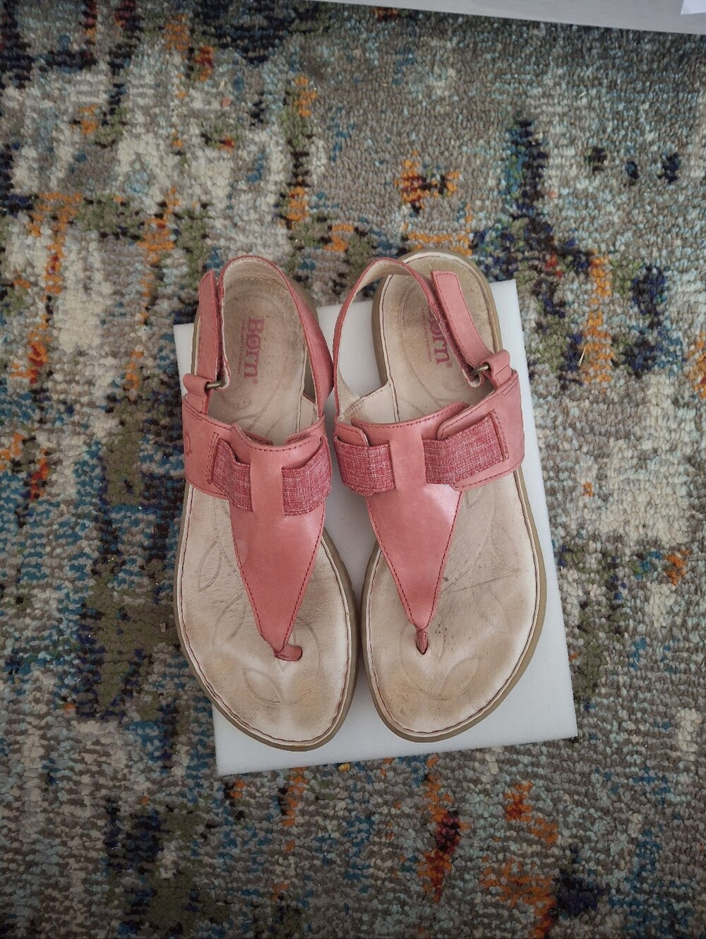 Born Coral Pink Leather Thong Sandals